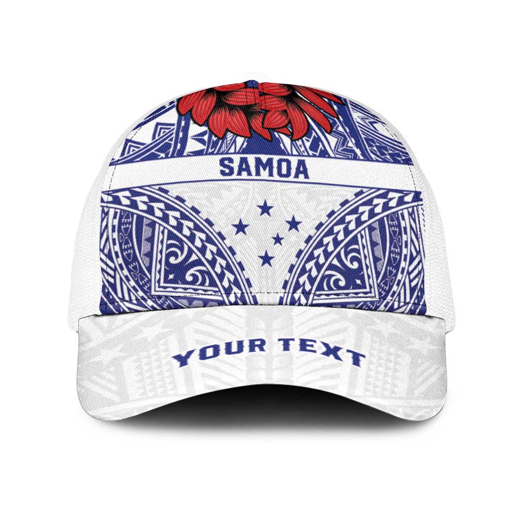 Personalised Toa Samoa Rugby Spirit Mesh Trucker Cap White Samoan Tribal Pattern - Polynesian Pride