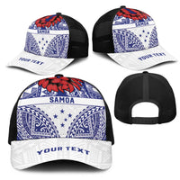 Personalised Toa Samoa Rugby Spirit Mesh Trucker Cap White Samoan Tribal Pattern - Polynesian Pride