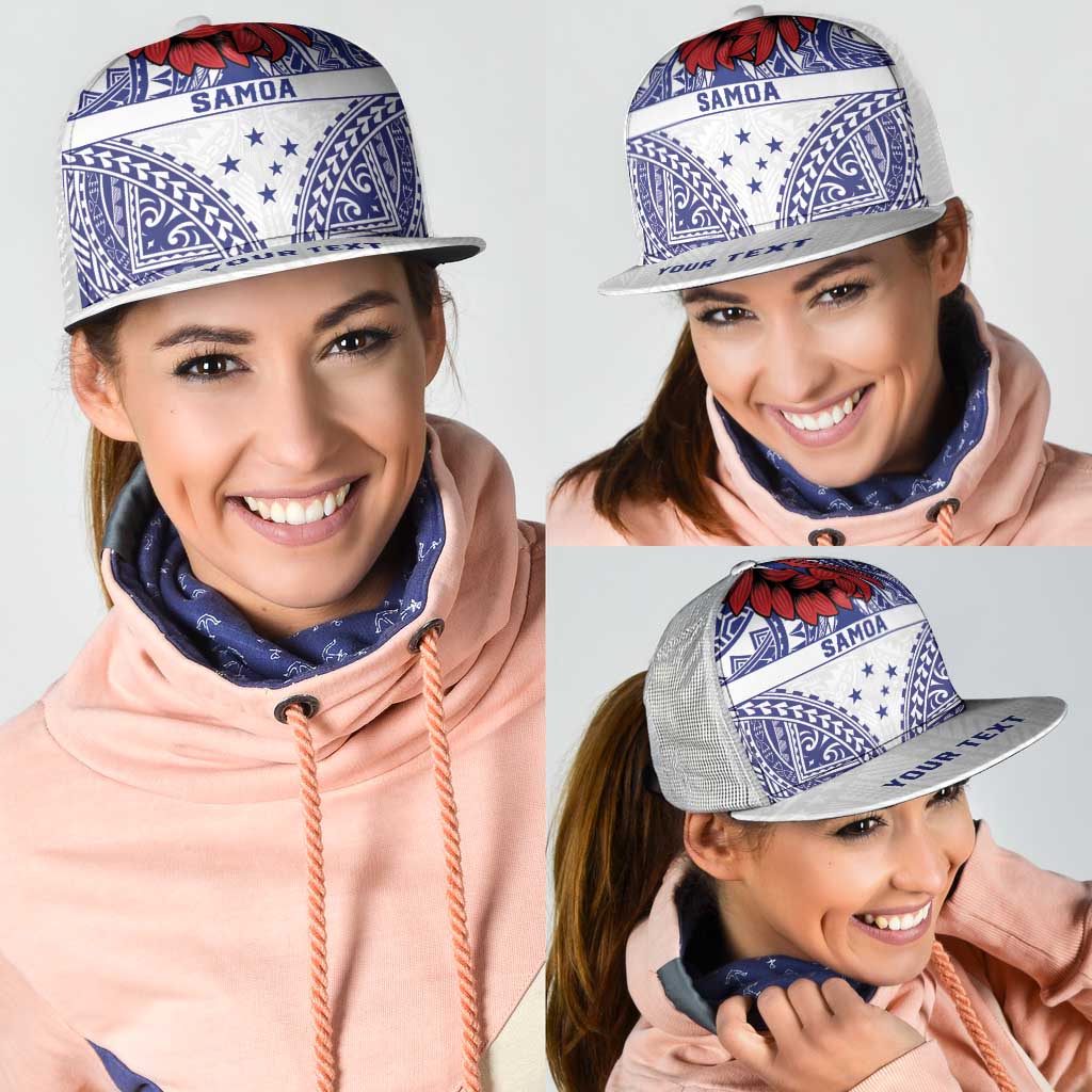 Personalised Toa Samoa Rugby Spirit Mesh Trucker Cap White Samoan Tribal Pattern - Polynesian Pride