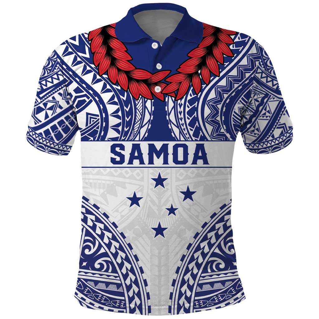 Personalised Toa Samoa Rugby Spirit Polo Shirt White Samoan Tribal Pattern - Polynesian Pride
