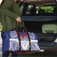 Personalised Toa Samoa Rugby Spirit Travel Bag White Samoan Tribal Pattern - Polynesian Pride
