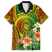 Polynesia Family Matching Puletasi Dress and Hawaiian Shirt Pasifika Tribal with Tropical Flowers LT9 Dad's Shirt - Short Sleeve Reggae - Polynesian Pride