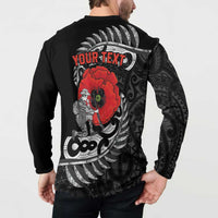 ANZAC Day Aotearoa Silver Fern Maori Personalised Button Sweatshirt