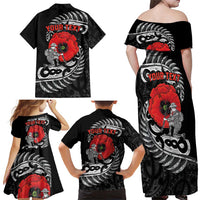 ANZAC Day Aotearoa Silver Fern Maori Personalised Family Matching Off Shoulder Maxi Dress and Hawaiian Shirt LT9 - Polynesian Pride