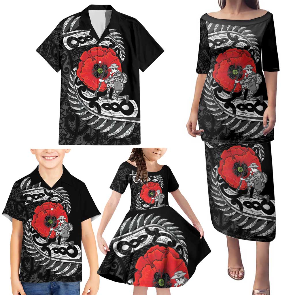 ANZAC Day Aotearoa Silver Fern Maori Personalised Family Matching Puletasi and Hawaiian Shirt LT9 - Polynesian Pride