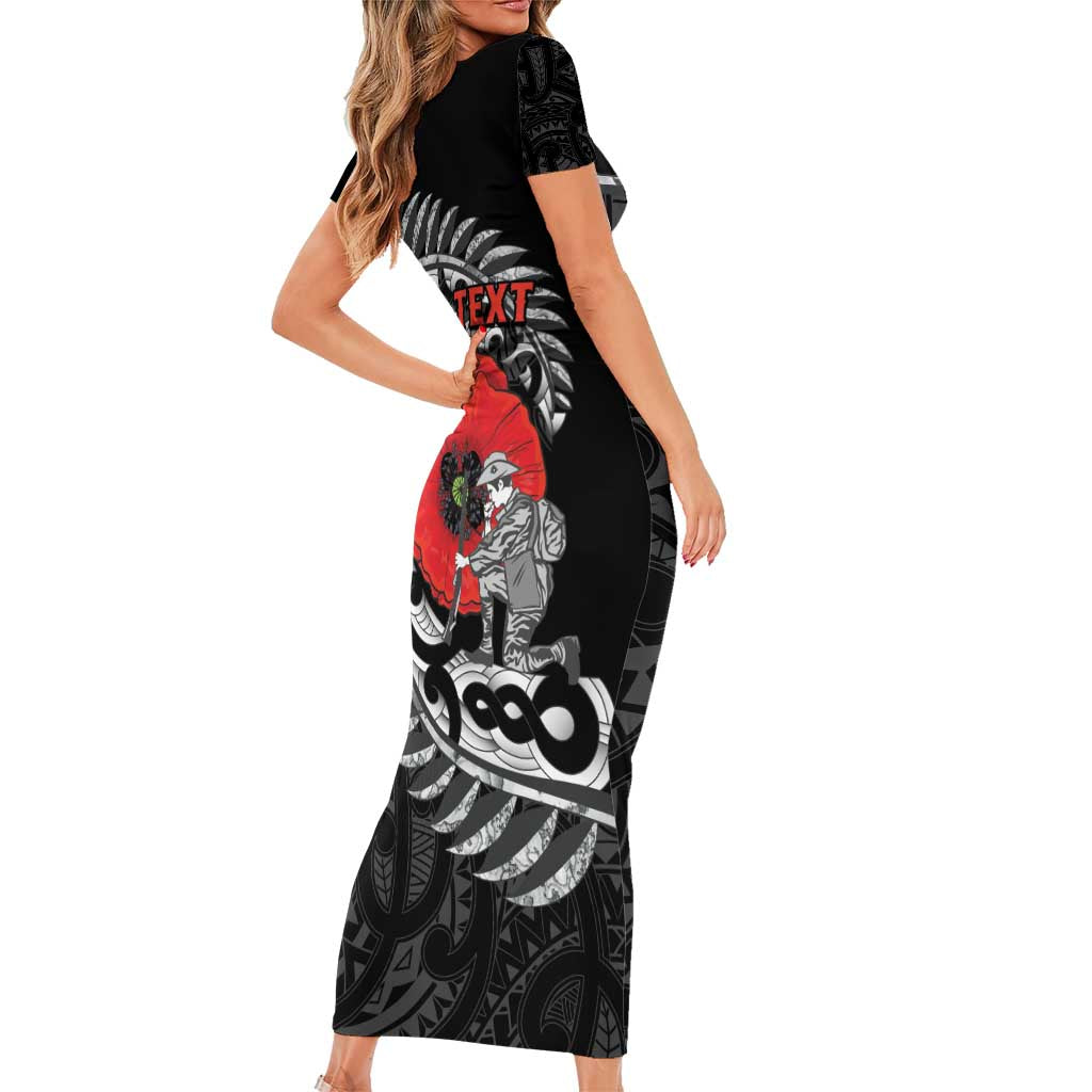 ANZAC Day Aotearoa Silver Fern Maori Personalised Family Matching Short Sleeve Bodycon Dress and Hawaiian Shirt LT9 - Polynesian Pride