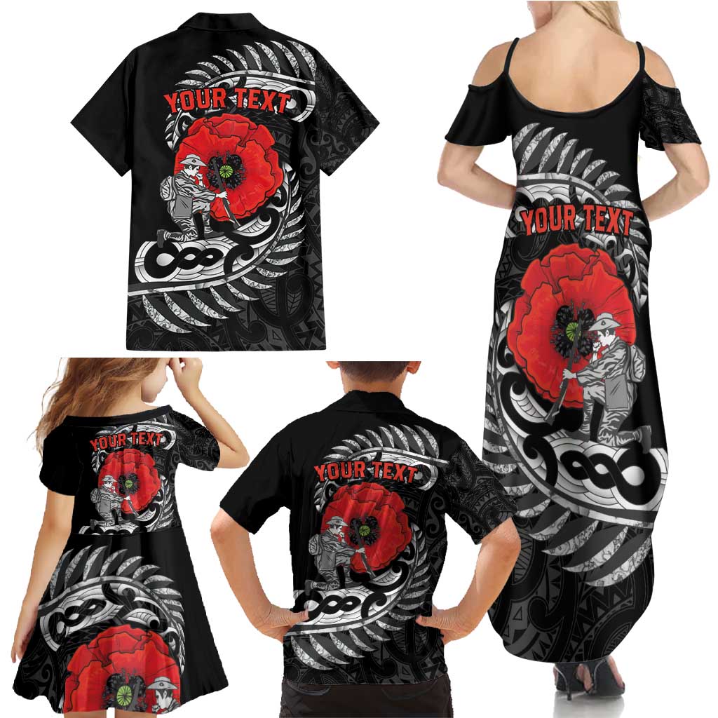 ANZAC Day Aotearoa Silver Fern Maori Personalised Family Matching Summer Maxi Dress and Hawaiian Shirt LT9 - Polynesian Pride
