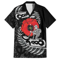 ANZAC Day Aotearoa Silver Fern Maori Personalised Family Matching Tank Maxi Dress and Hawaiian Shirt LT9 Dad's Shirt - Short Sleeve Black - Polynesian Pride