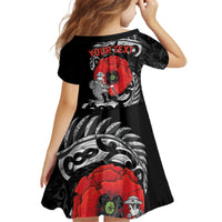 ANZAC Day Aotearoa Silver Fern Maori Personalised Kid Short Sleeve Dress