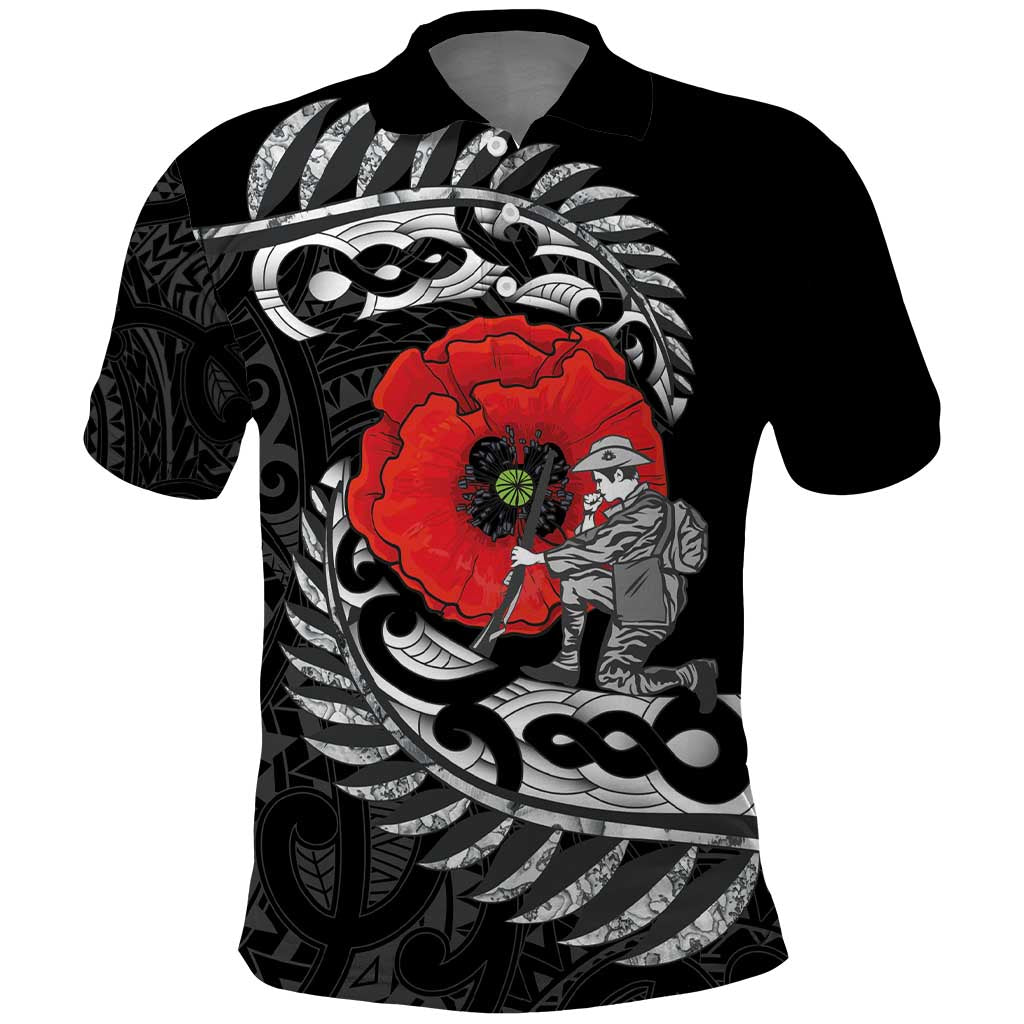 ANZAC Day Aotearoa Silver Fern Maori Personalised Polo Shirt