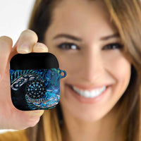 New Zealand Darts Personalised AirPods Case Aotearoa Silver Fern Blue Papua Shell Spirit - Polynesian Pride