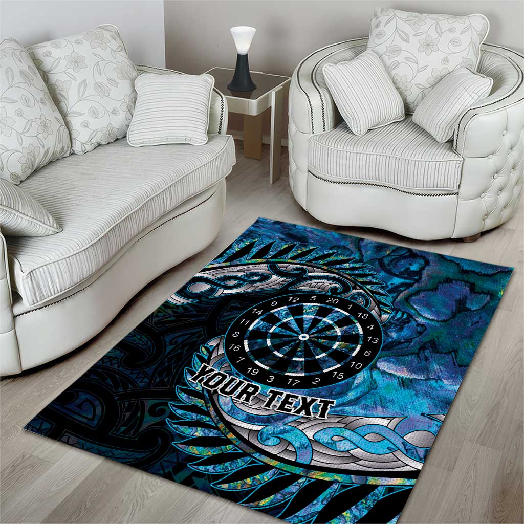 New Zealand Darts Personalised Area Rug Aotearoa Silver Fern Blue Papua Shell Spirit LT9 - Polynesian Pride