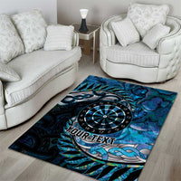 New Zealand Darts Personalised Area Rug Aotearoa Silver Fern Blue Papua Shell Spirit LT9 - Polynesian Pride
