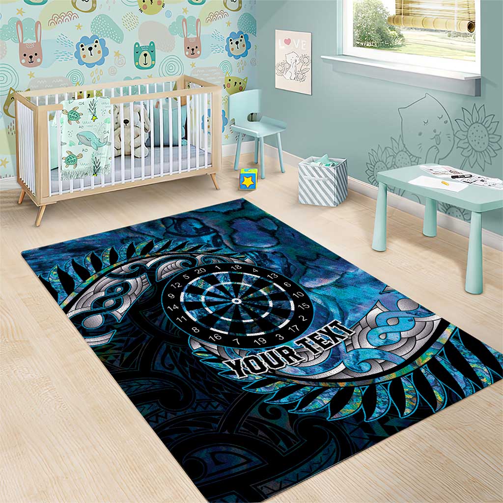 New Zealand Darts Personalised Area Rug Aotearoa Silver Fern Blue Papua Shell Spirit LT9 - Polynesian Pride