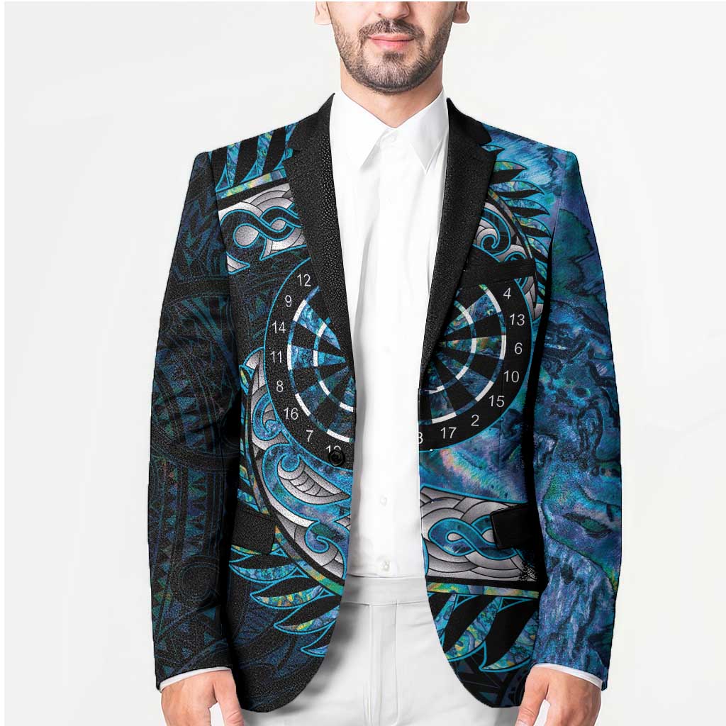 New Zealand Darts Personalised Blazer Aotearoa Silver Fern Blue Papua Shell Spirit - Polynesian Pride