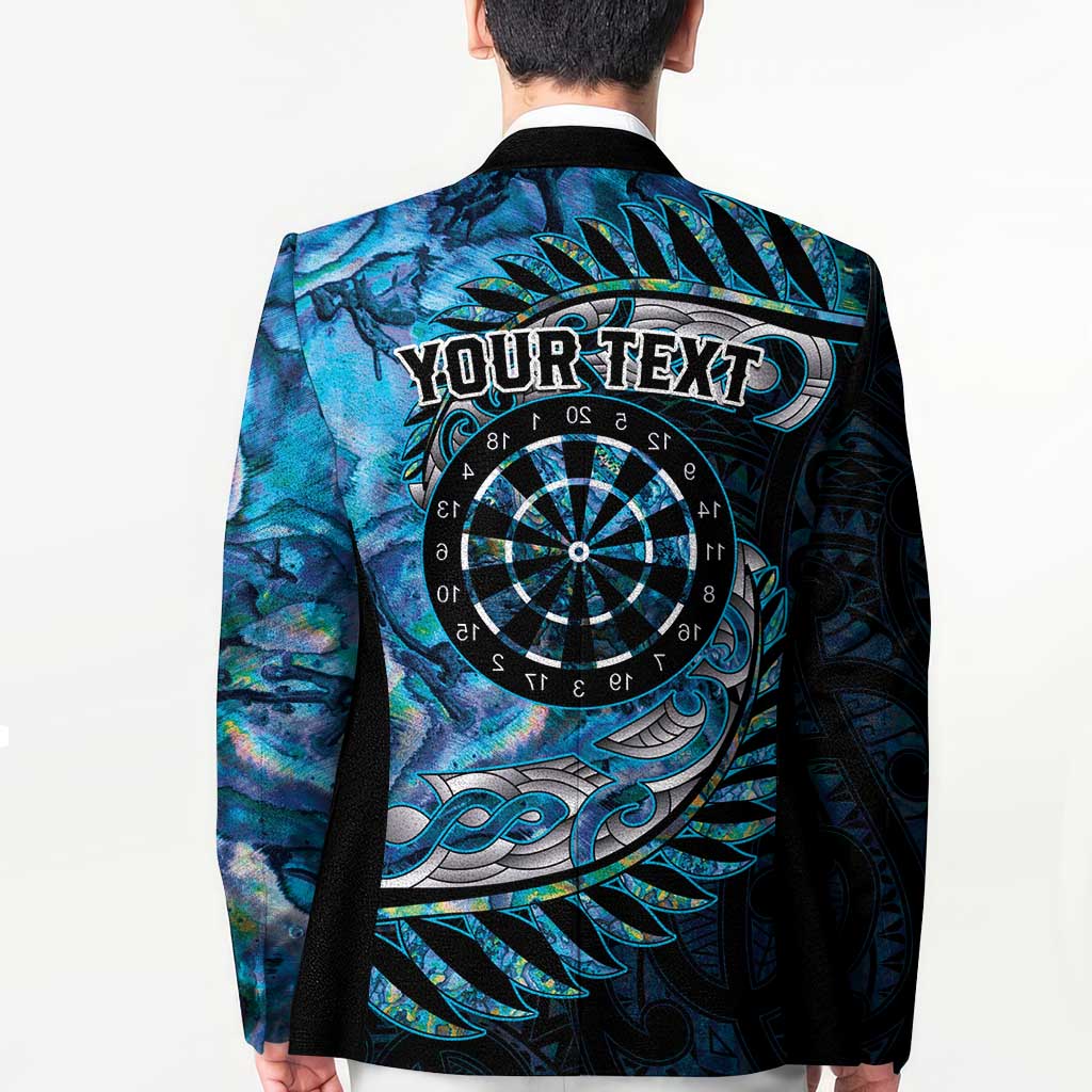 New Zealand Darts Personalised Blazer Aotearoa Silver Fern Blue Papua Shell Spirit - Polynesian Pride