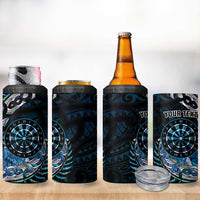New Zealand Darts Personalised 4 in 1 Can Cooler Tumbler Aotearoa Silver Fern Blue Papua Shell Spirit LT9 - Polynesian Pride