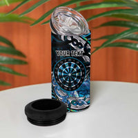 New Zealand Darts Personalised 4 in 1 Can Cooler Tumbler Aotearoa Silver Fern Blue Papua Shell Spirit LT9 - Polynesian Pride