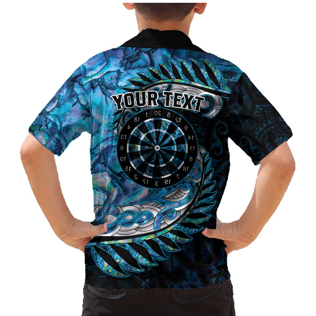 New Zealand Darts Personalised Family Matching Mermaid Dress and Hawaiian Shirt Aotearoa Silver Fern Blue Papua Shell Spirit LT9 - Polynesian Pride