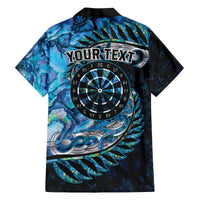 New Zealand Darts Personalised Family Matching Off The Shoulder Long Sleeve Dress and Hawaiian Shirt Aotearoa Silver Fern Blue Papua Shell Spirit LT9 - Polynesian Pride