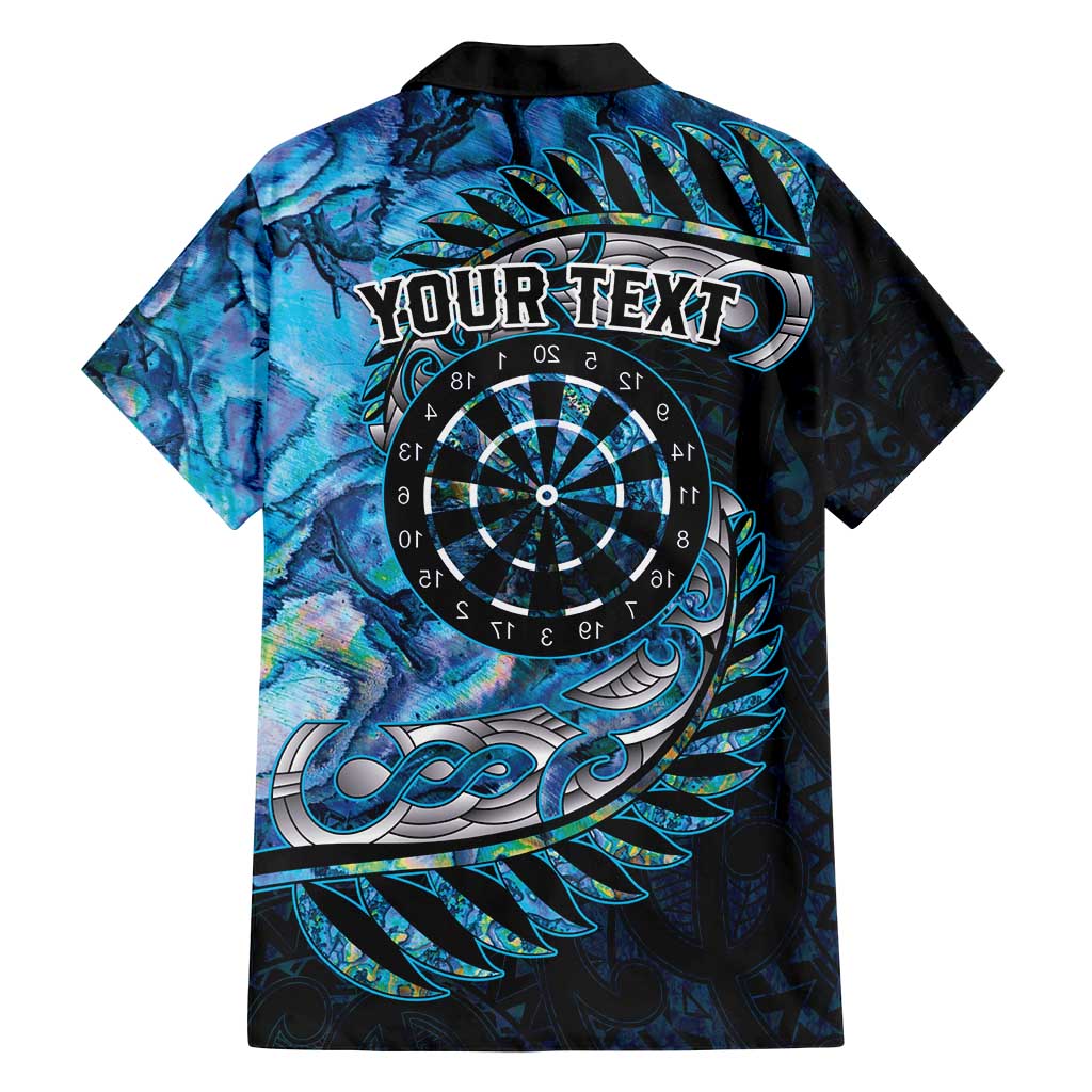 New Zealand Darts Personalised Family Matching Off Shoulder Short Dress and Hawaiian Shirt Aotearoa Silver Fern Blue Papua Shell Spirit LT9 - Polynesian Pride