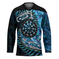 New Zealand Darts Personalised Hockey Jersey Aotearoa Silver Fern Blue Papua Shell Spirit - Polynesian Pride