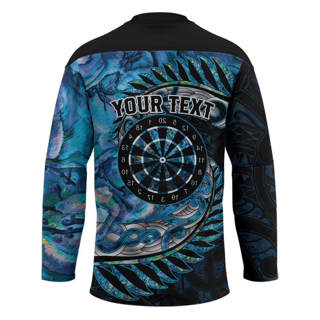 New Zealand Darts Personalised Hockey Jersey Aotearoa Silver Fern Blue Papua Shell Spirit - Polynesian Pride