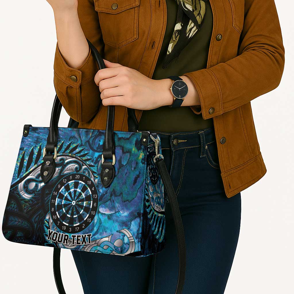 New Zealand Darts Personalised Leather Bag Aotearoa Silver Fern Blue Papua Shell Spirit - Polynesian Pride