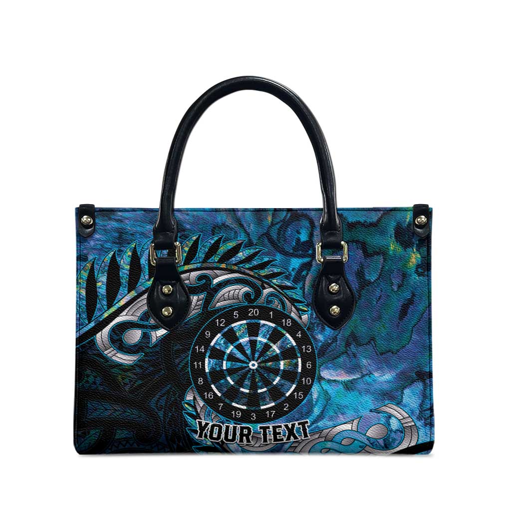 New Zealand Darts Personalised Leather Bag Aotearoa Silver Fern Blue Papua Shell Spirit - Polynesian Pride