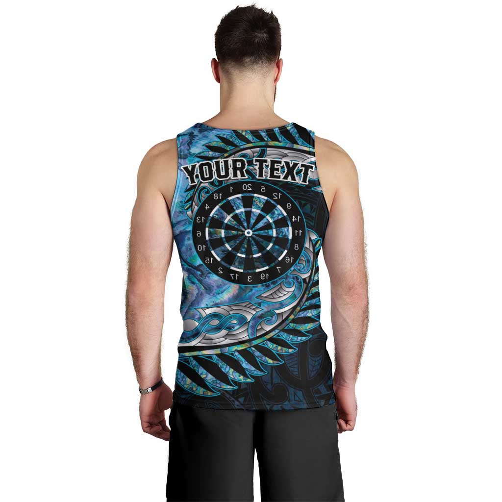 New Zealand Darts Personalised Men Tank Top Aotearoa Silver Fern Blue Papua Shell Spirit