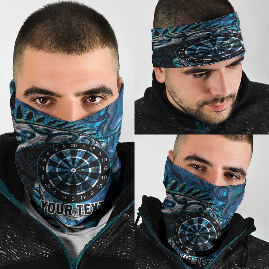 New Zealand Darts Personalised Neck Gaiter Aotearoa Silver Fern Blue Papua Shell Spirit - Polynesian Pride