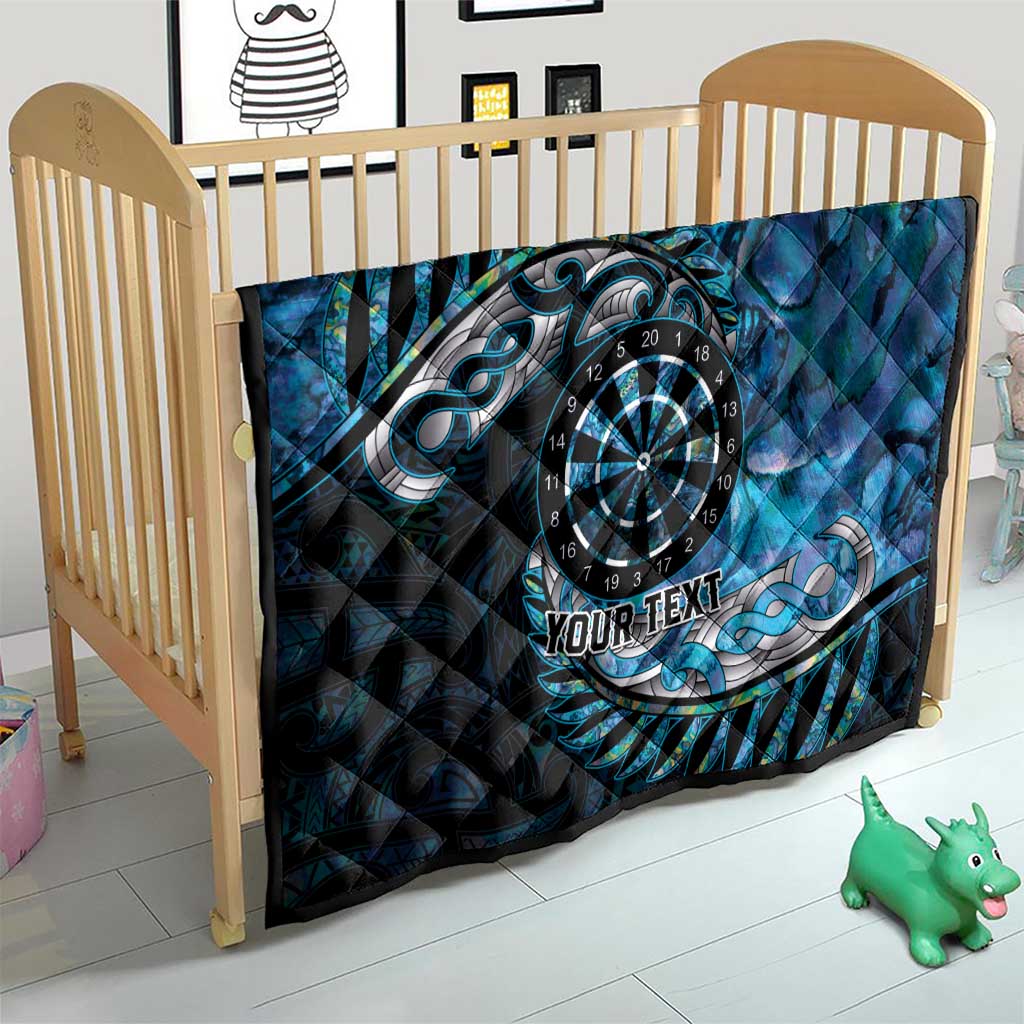 New Zealand Darts Personalised Quilt Aotearoa Silver Fern Blue Papua Shell Spirit