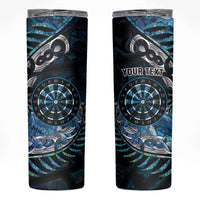 New Zealand Darts Personalised Skinny Tumbler Aotearoa Silver Fern Blue Papua Shell Spirit LT9 Blue - Polynesian Pride