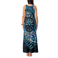 New Zealand Darts Personalised Tank Maxi Dress Aotearoa Silver Fern Blue Papua Shell Spirit