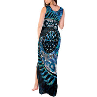 New Zealand Darts Personalised Tank Maxi Dress Aotearoa Silver Fern Blue Papua Shell Spirit