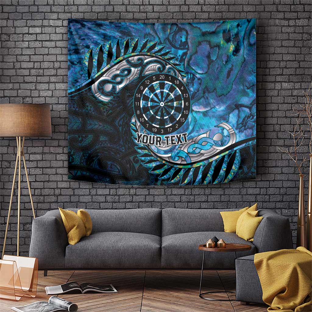 New Zealand Darts Personalised Tapestry Aotearoa Silver Fern Blue Papua Shell Spirit LT9 Blue - Polynesian Pride