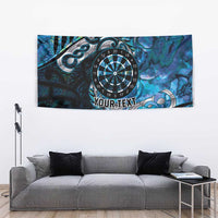 New Zealand Darts Personalised Tapestry Aotearoa Silver Fern Blue Papua Shell Spirit