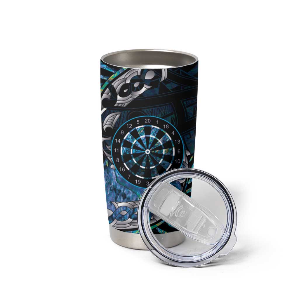New Zealand Darts Personalised Tumbler Cup Aotearoa Silver Fern Blue Papua Shell Spirit