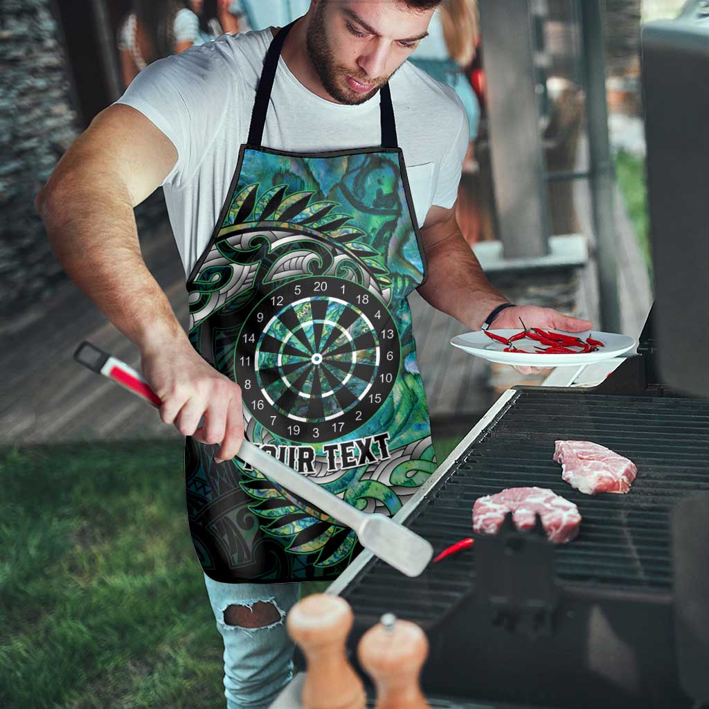New Zealand Darts Personalised Apron Aotearoa Silver Fern Green Papua Shell Spirit - Polynesian Pride