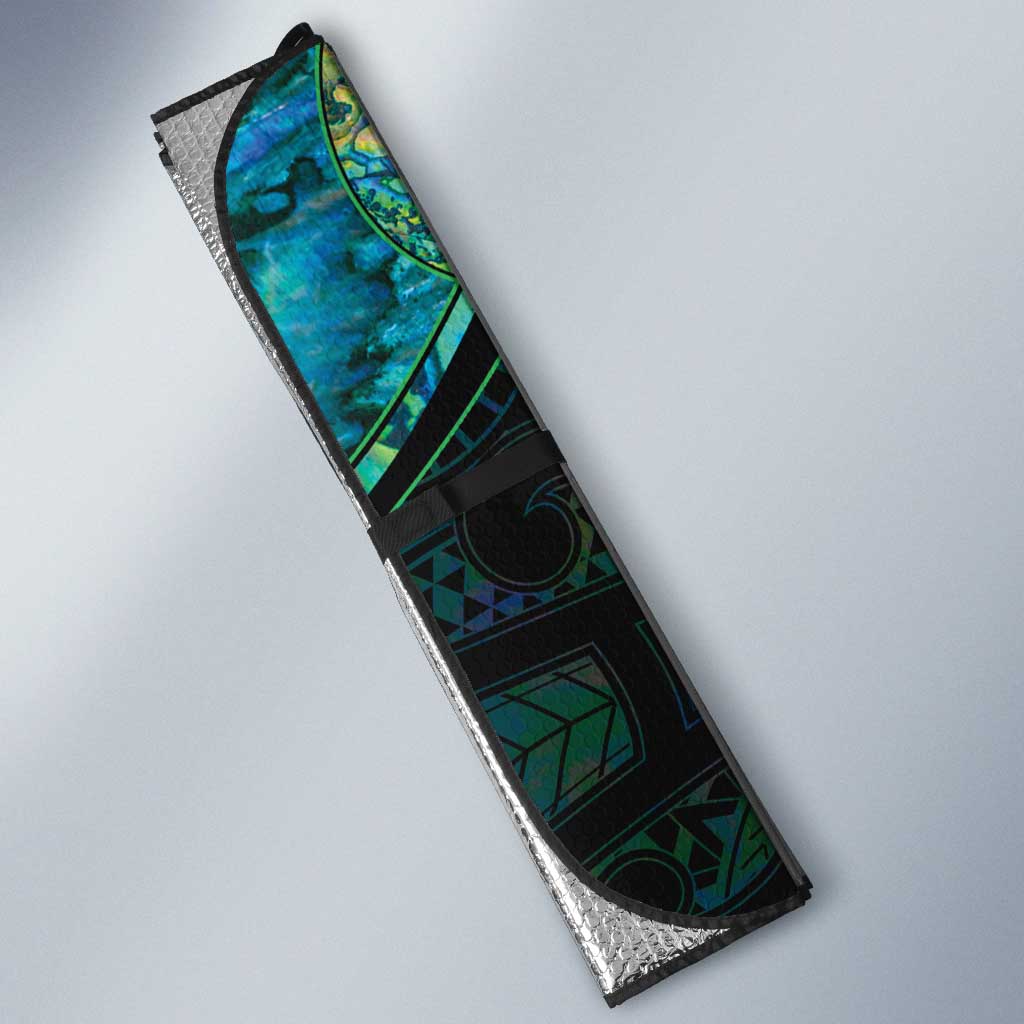 New Zealand Darts Personalised Auto Sun Shade Aotearoa Silver Fern Green Papua Shell Spirit - Polynesian Pride
