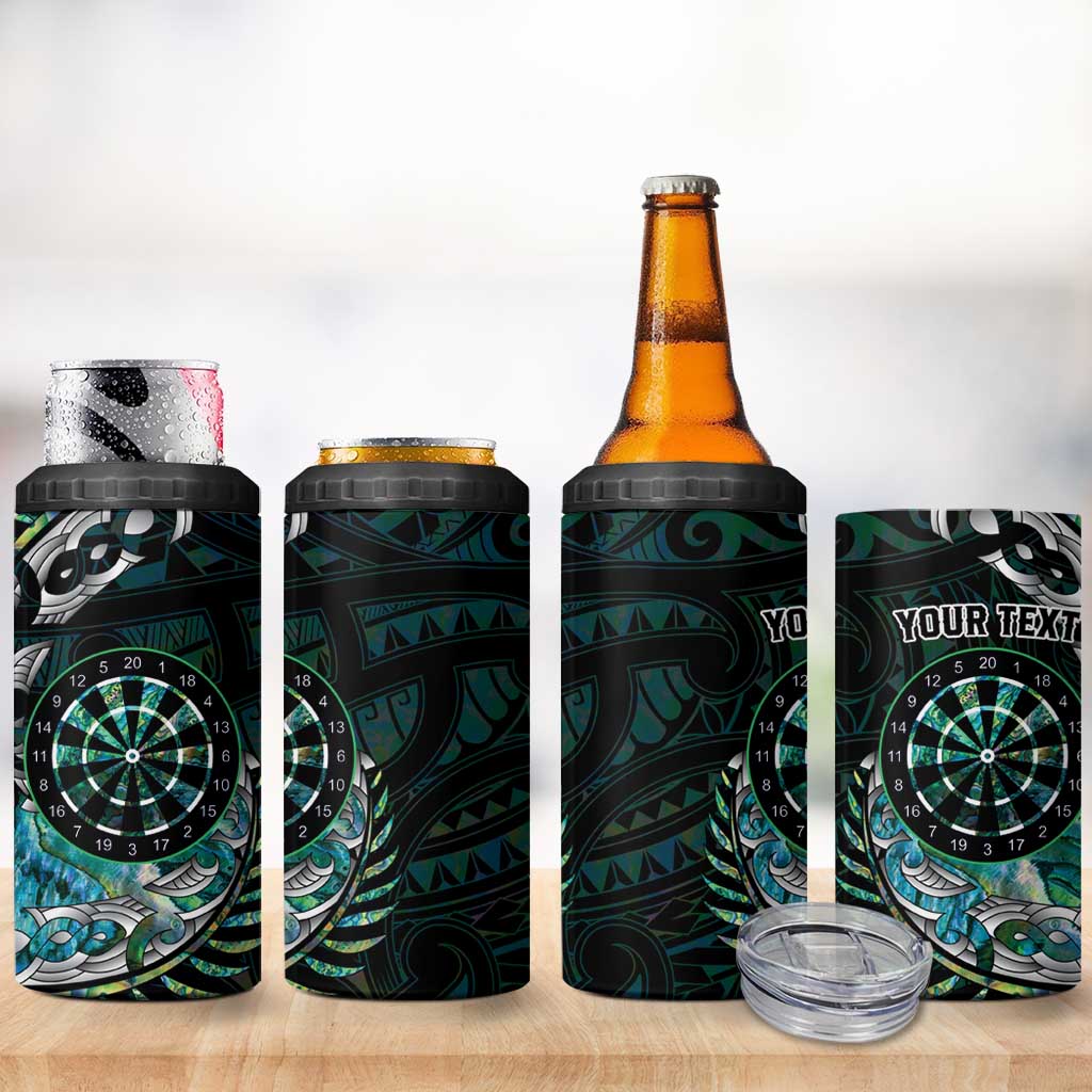 New Zealand Darts Personalised 4 in 1 Can Cooler Tumbler Aotearoa Silver Fern Green Papua Shell Spirit LT9 - Polynesian Pride