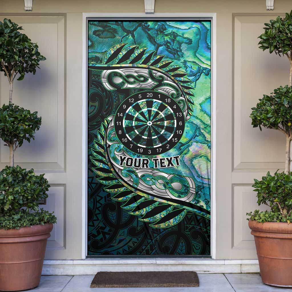 New Zealand Darts Personalised Door Cover Aotearoa Silver Fern Green Papua Shell Spirit LT9 Green - Polynesian Pride
