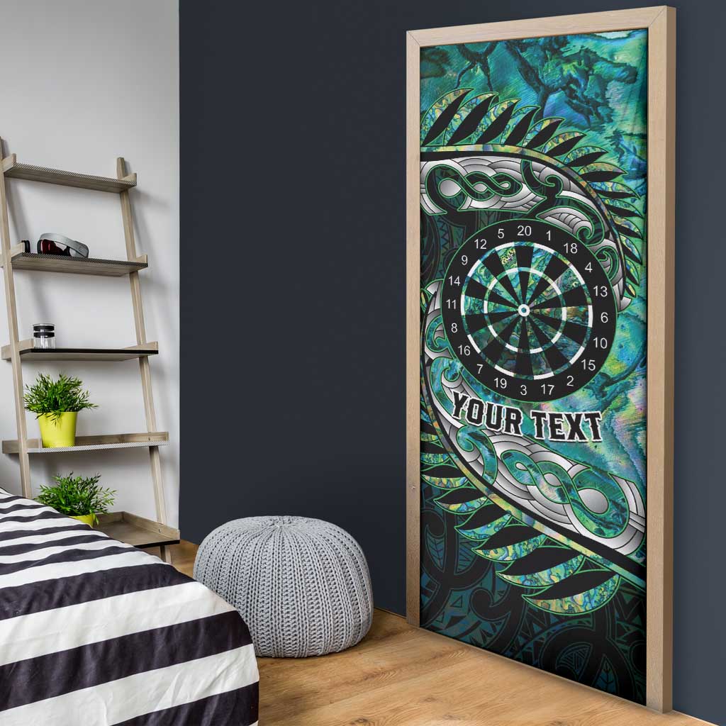 New Zealand Darts Personalised Door Cover Aotearoa Silver Fern Green Papua Shell Spirit LT9 - Polynesian Pride