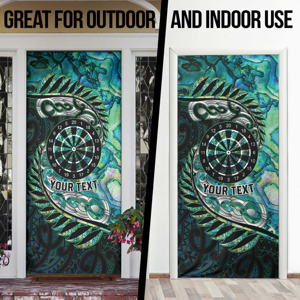 New Zealand Darts Personalised Door Cover Aotearoa Silver Fern Green Papua Shell Spirit LT9 - Polynesian Pride