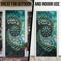 New Zealand Darts Personalised Door Cover Aotearoa Silver Fern Green Papua Shell Spirit LT9 - Polynesian Pride