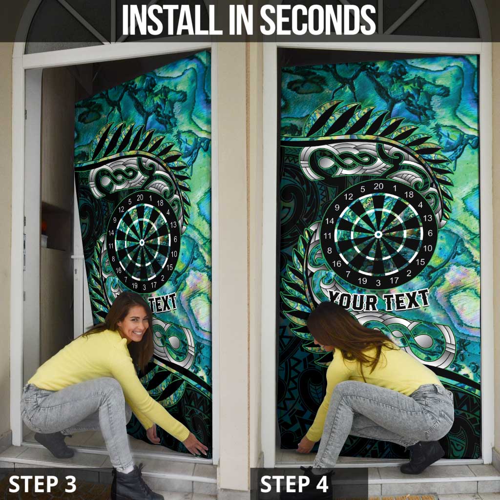 New Zealand Darts Personalised Door Cover Aotearoa Silver Fern Green Papua Shell Spirit LT9 - Polynesian Pride