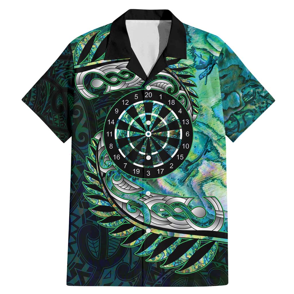 New Zealand Darts Personalised Family Matching Mermaid Dress and Hawaiian Shirt Aotearoa Silver Fern Green Papua Shell Spirit LT9 Dad's Shirt - Short Sleeve Green - Polynesian Pride