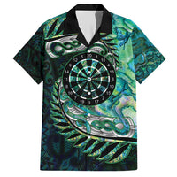 New Zealand Darts Personalised Family Matching Short Sleeve Bodycon Dress and Hawaiian Shirt Aotearoa Silver Fern Green Papua Shell Spirit LT9 Dad's Shirt - Short Sleeve Green - Polynesian Pride