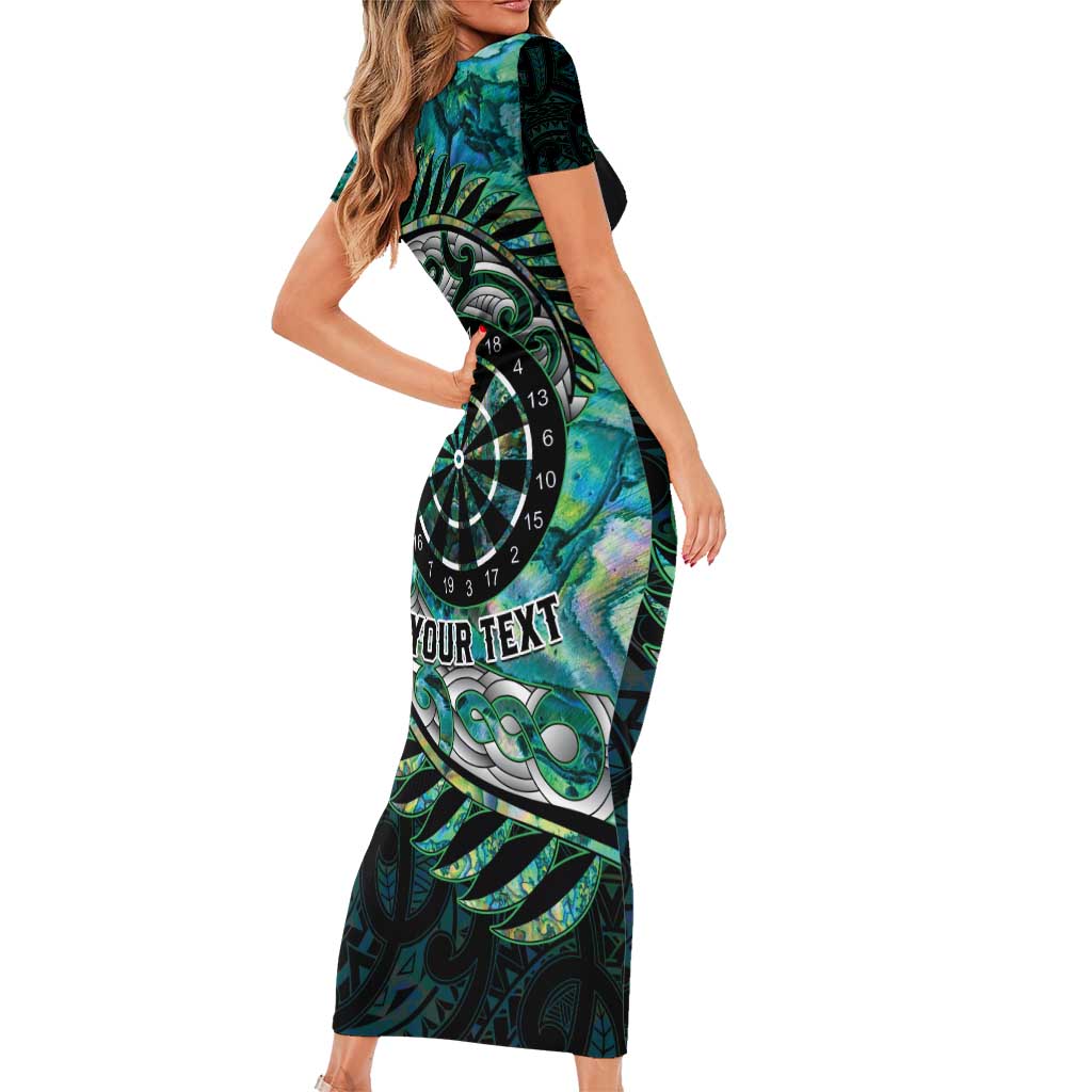 New Zealand Darts Personalised Family Matching Short Sleeve Bodycon Dress and Hawaiian Shirt Aotearoa Silver Fern Green Papua Shell Spirit LT9 - Polynesian Pride