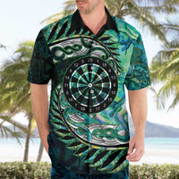 New Zealand Darts Personalised Hawaiian Shirt Aotearoa Silver Fern Green Papua Shell Spirit LT9 - Polynesian Pride